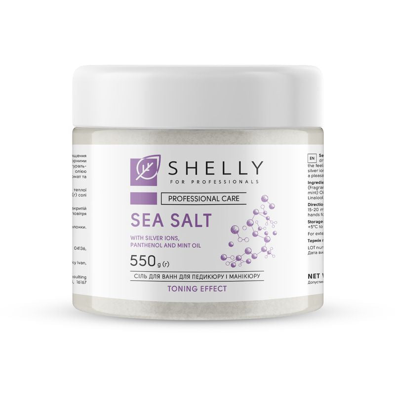 SHELLI, Bath salt with silver ions, panthenol and mint oil,  550 g