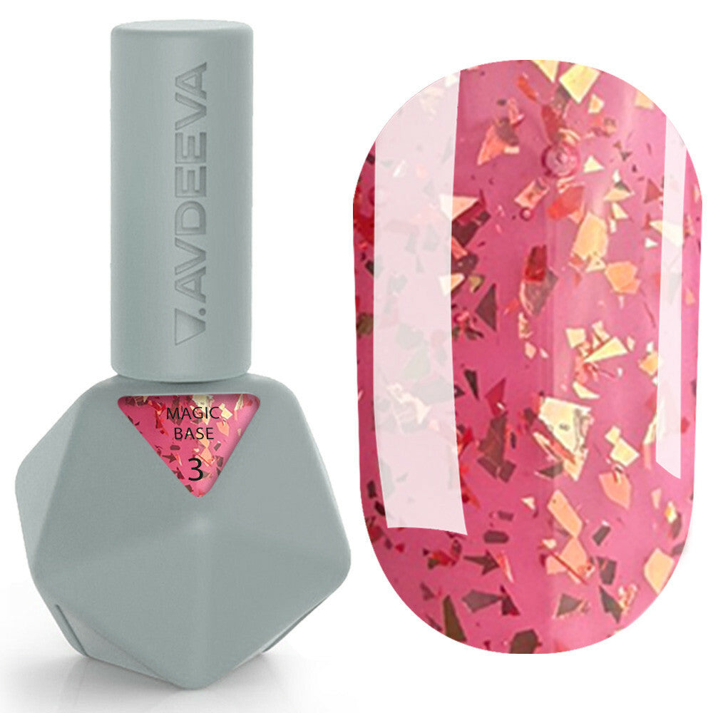 Camouflaging Base V.Avdeeva MAGIC BASE 3 – Vibrant Pink Shade with Gold Foil 12ml
