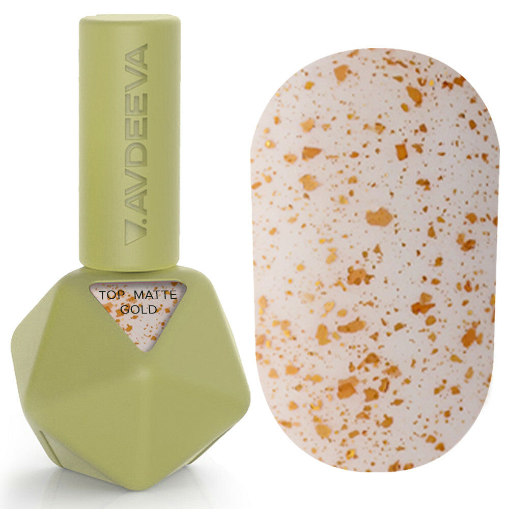 V.AVDEEVA TOP Matte Gold - matte top without a sticky layer with gold particles of potali, 12 ml