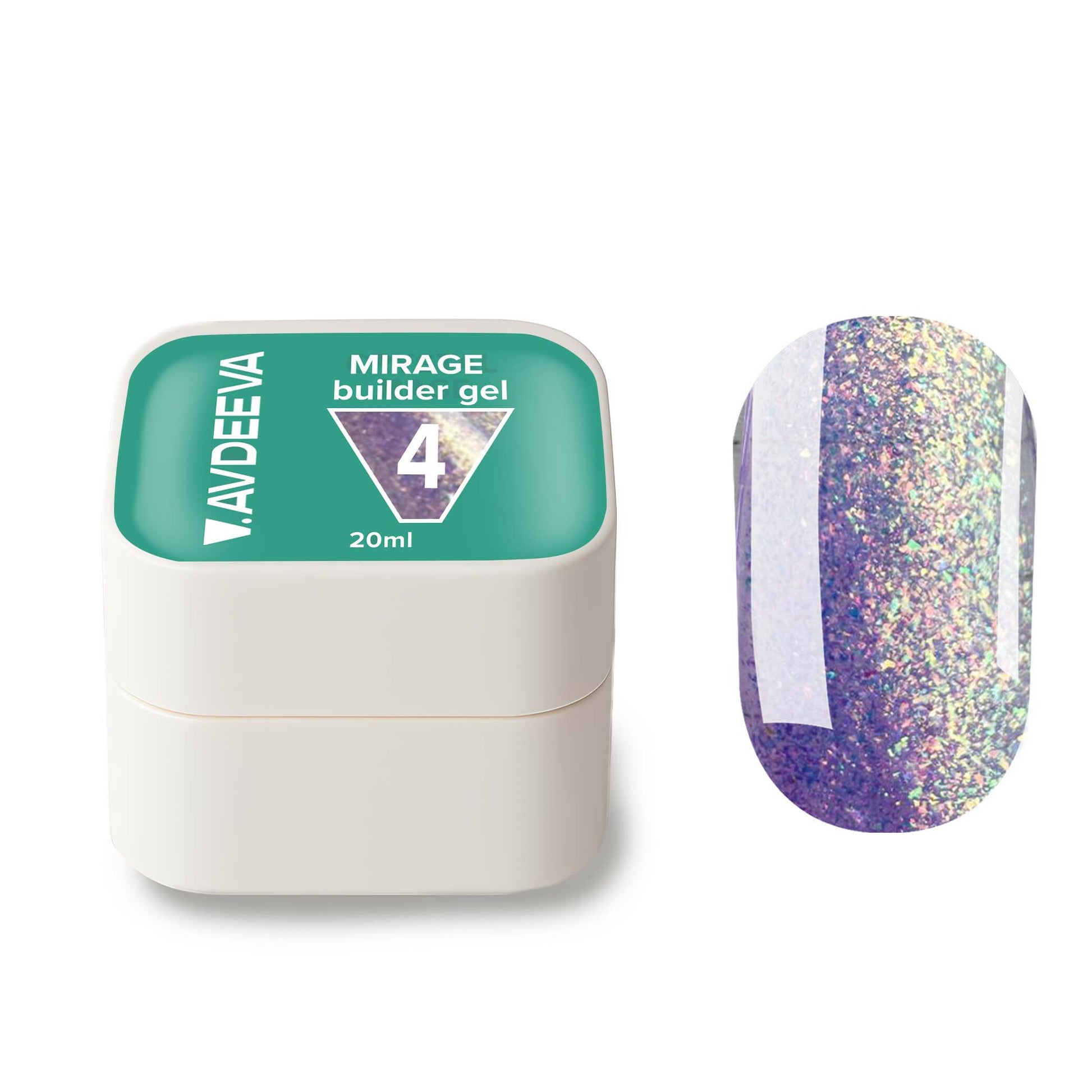 V.AVDEEVA MIRAGE Builder Gel No.4 — Holographic Builder Gel for Nail Modelin 
