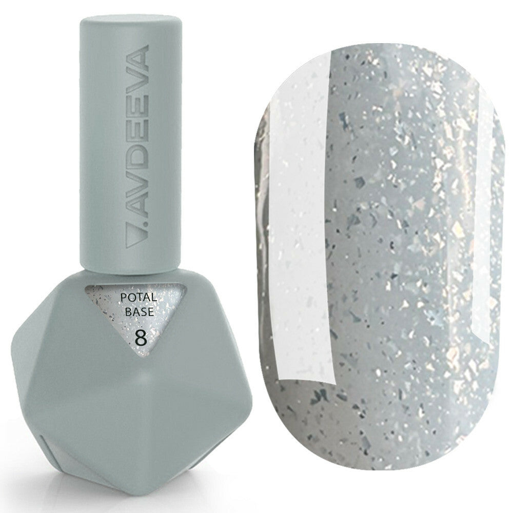 Victoria Avdeeva POTAL BASE 8 – Soft Gray Camouflage Base with Silver Flakes 12ml