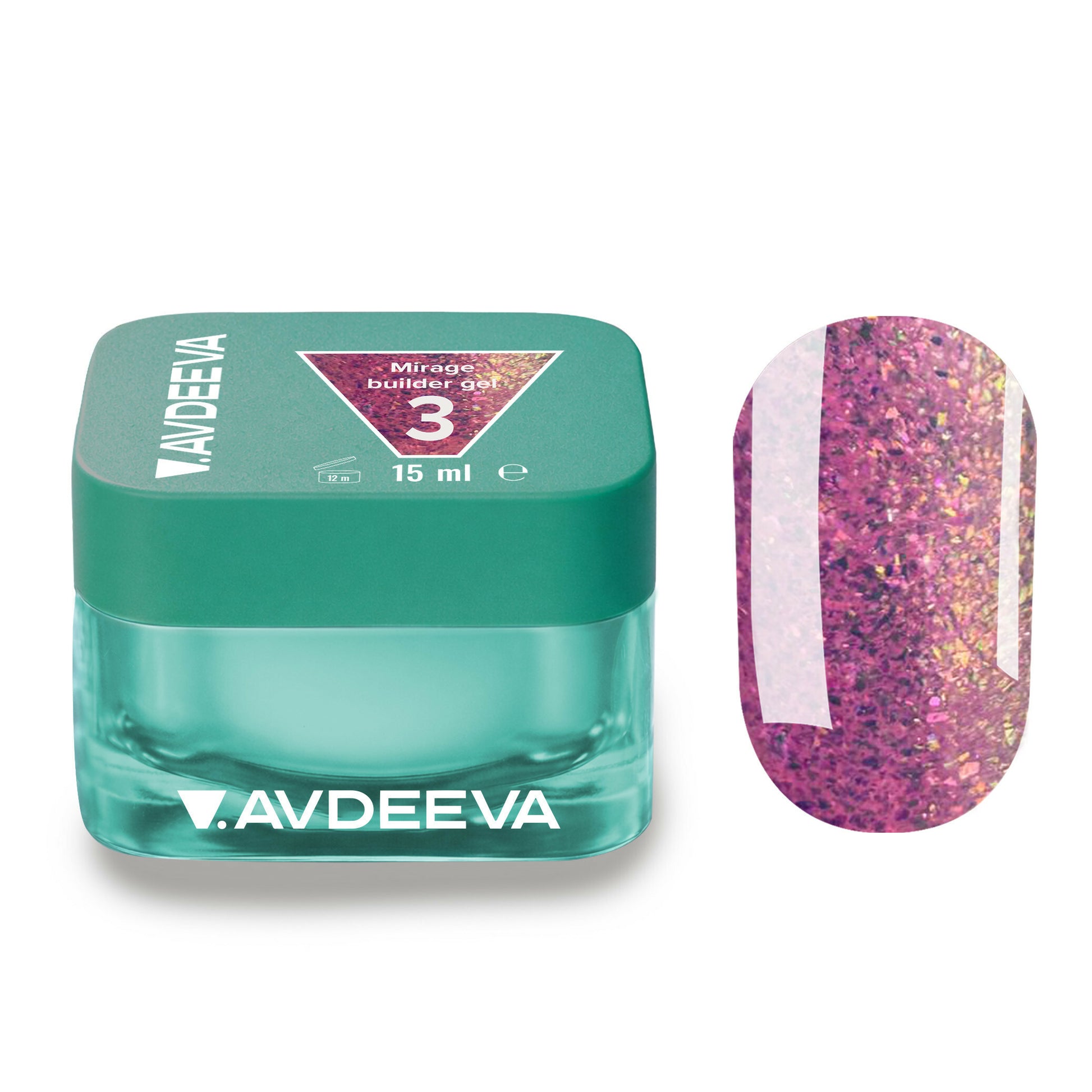 V.AVDEEVA MIRAGE Builder Gel No.3 — Holographic Builder Gel for Nail Modelin 