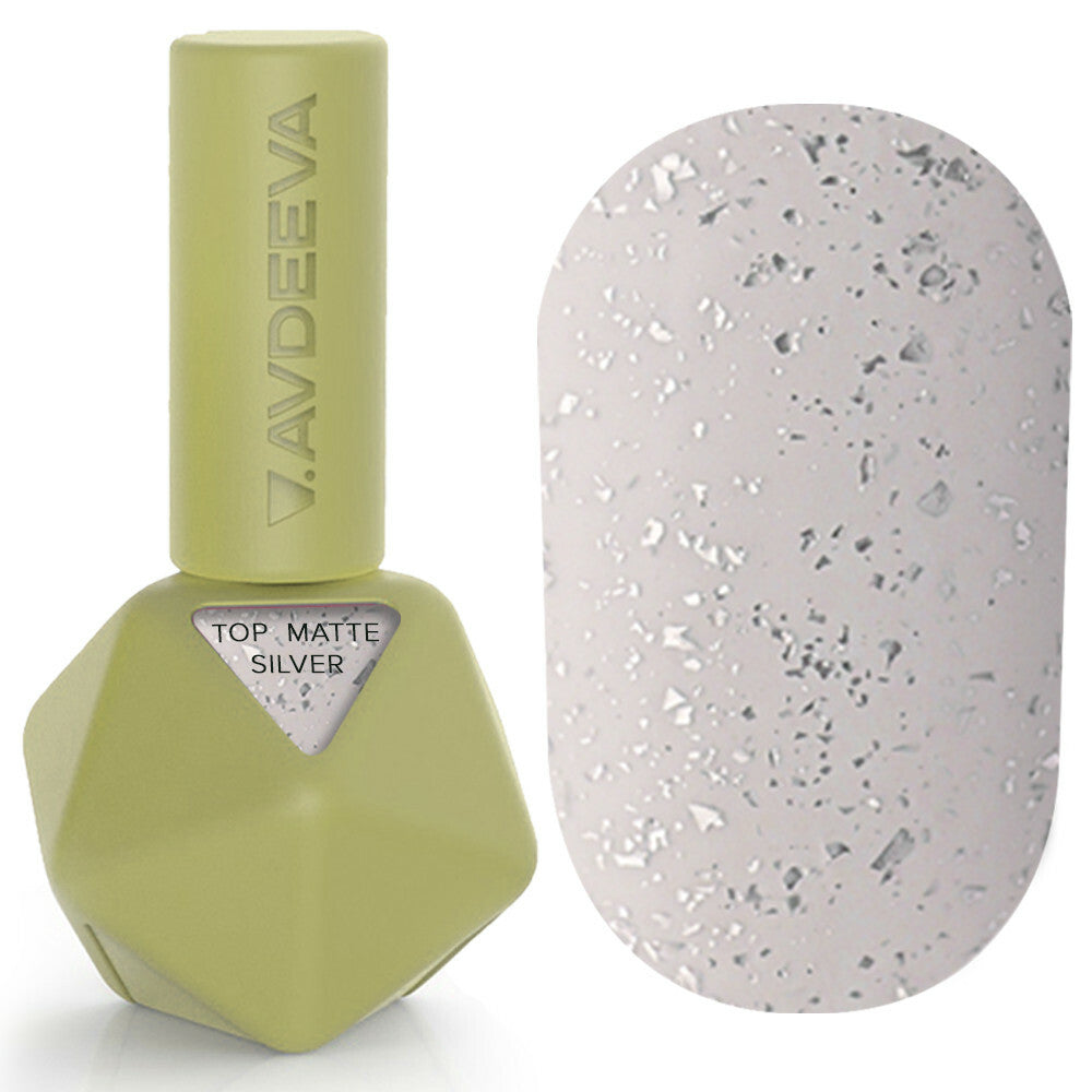 V.AVDEEVA TOP Matte Silver - matte top without a sticky layer with silver particles, 12 ml