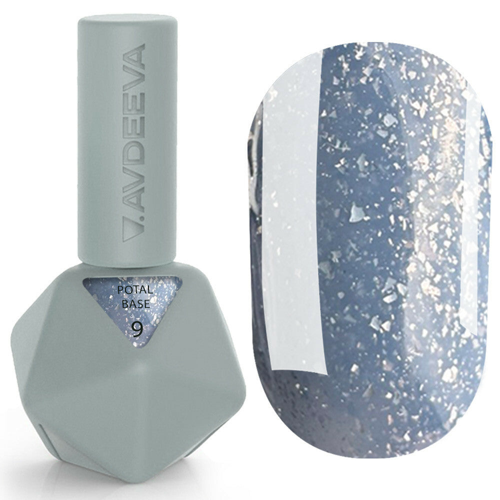 Victoria Avdeeva POTAL BASE 9 – Deep Blue Camouflage Base with Silver Flakes 12 ml