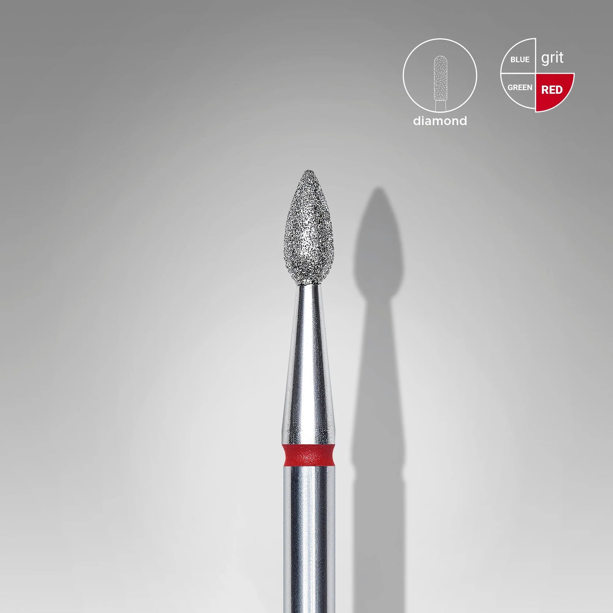 Diamond nail drill bit drop red EXPERT head diameter 1,6 mm / working part 4 mm