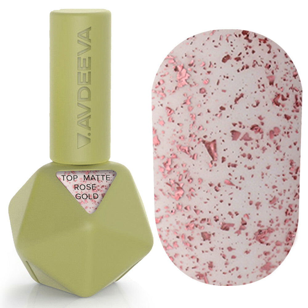 V.AVDEEVA TOP Matte Rose Gold - matte top without a sticky layer with rose-gold potali particles, 12 ml