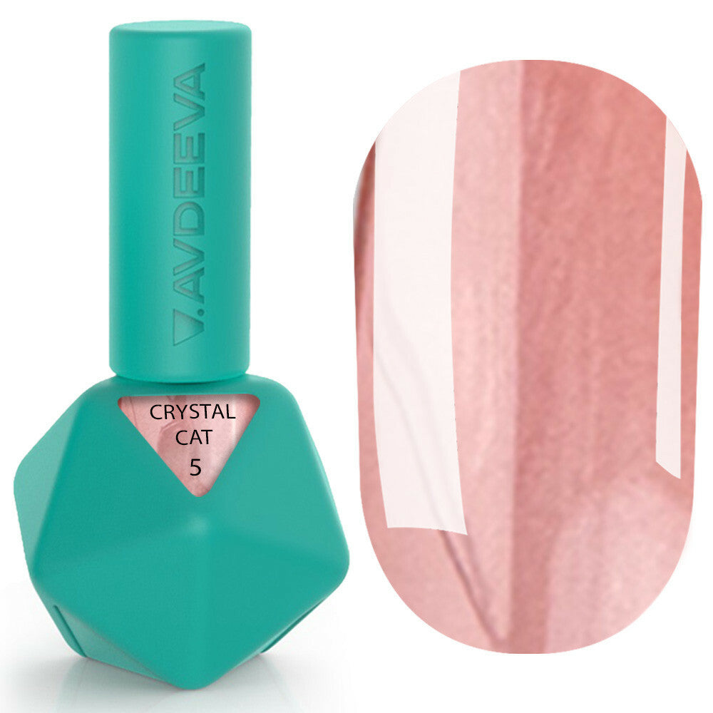 V. Avdeeva Gel Polish CRYSTAL CAT 5 – Crystal Cat Eye in Powder Pink with Metallic Glow 12ml