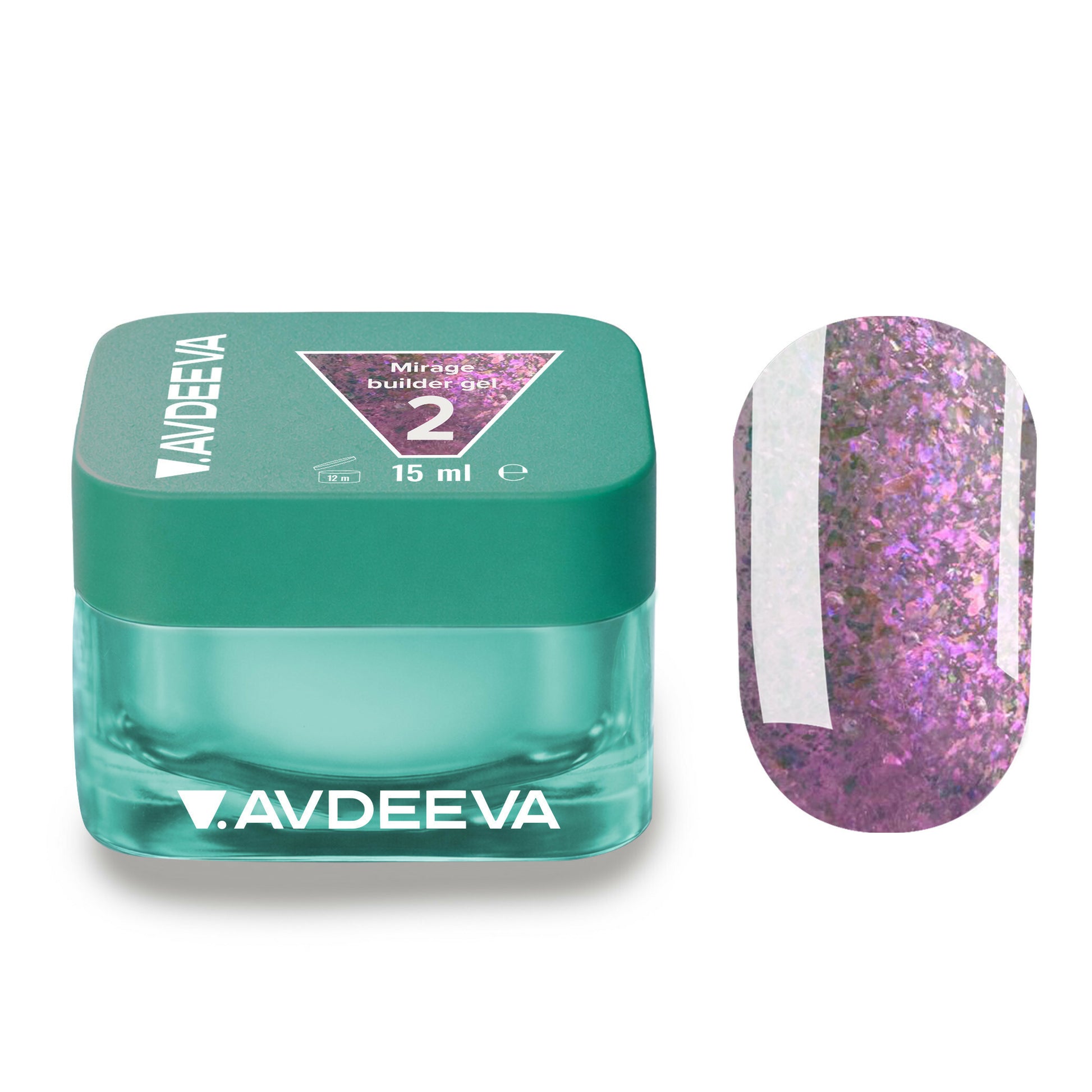 V.AVDEEVA MIRAGE Builder Gel No.2 — Holographic Builder Gel for Nail Modelin 15ml