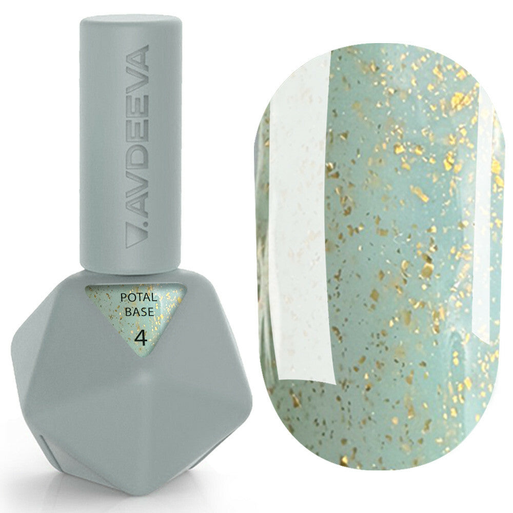 Victoria Avdeeva POTAL BASE 4 – Soft Turquoise Camouflage Base with Gold Flakes 12ml