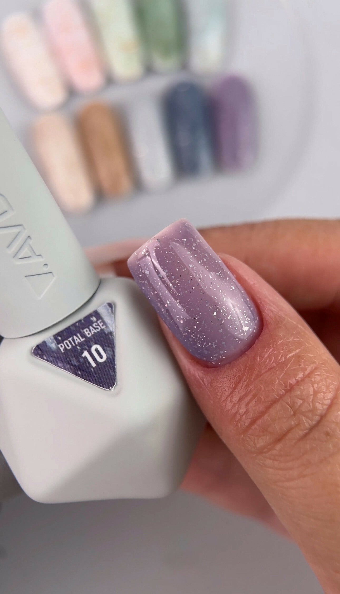 Victoria Avdeeva POTAL BASE 10 – Lavender Camouflage Base with Silver Flakes 12ml