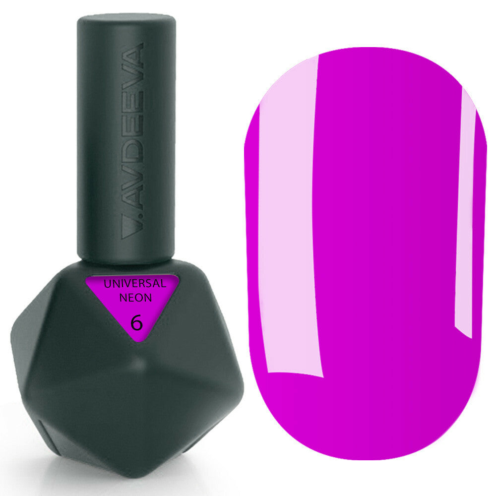 UNIVERSAL GEL NEON 6 Victoria Avdeeva – flüssiges Acrylgel (Liquid Gel) in Neon-Violett zur Nagelmodellage und -verstärkung 12ml