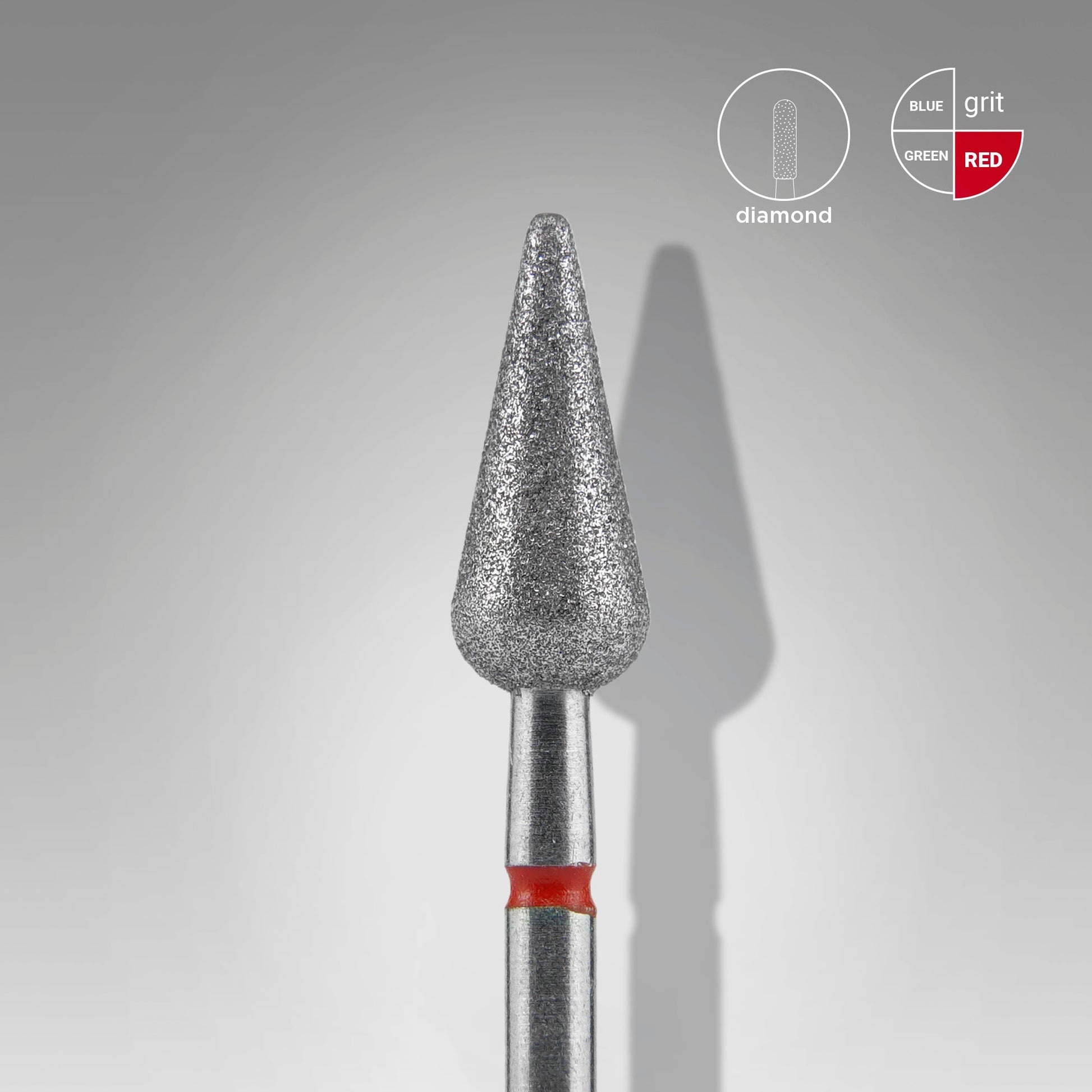 
Diamond nail drill bit pointed pear red EXPERT head diameter 5 mm / working part 12 mm