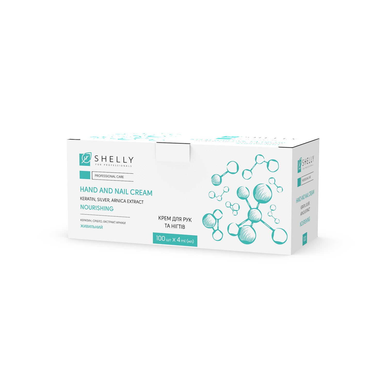 Cream for hands and nails with keratin, silver and arnica extract Shelly 4 ml x 100 pcs.