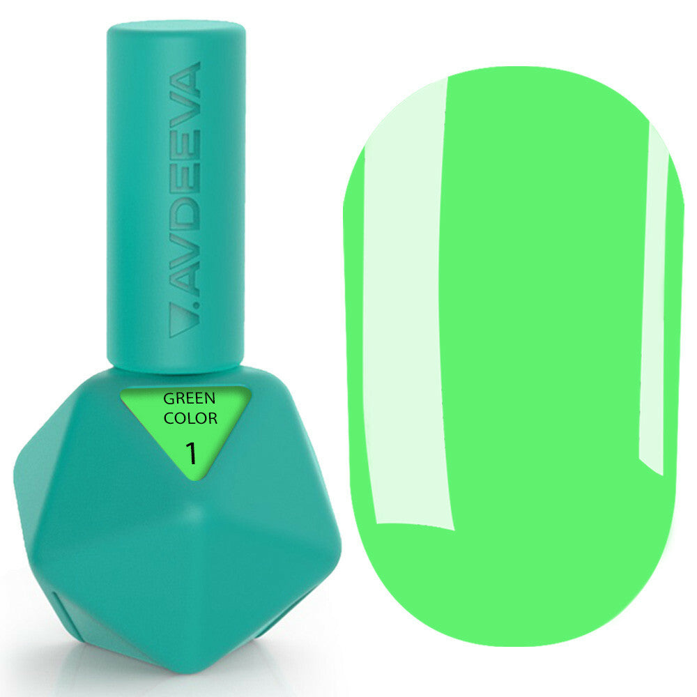 Victoria Avdeeva GREEN COLOR 1 Gel Polish — Bright Green Neon 12ml