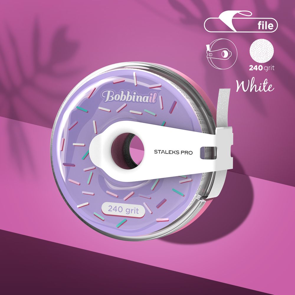 Disposable white abrasive tape EXPERT 240 grit in a plastic case