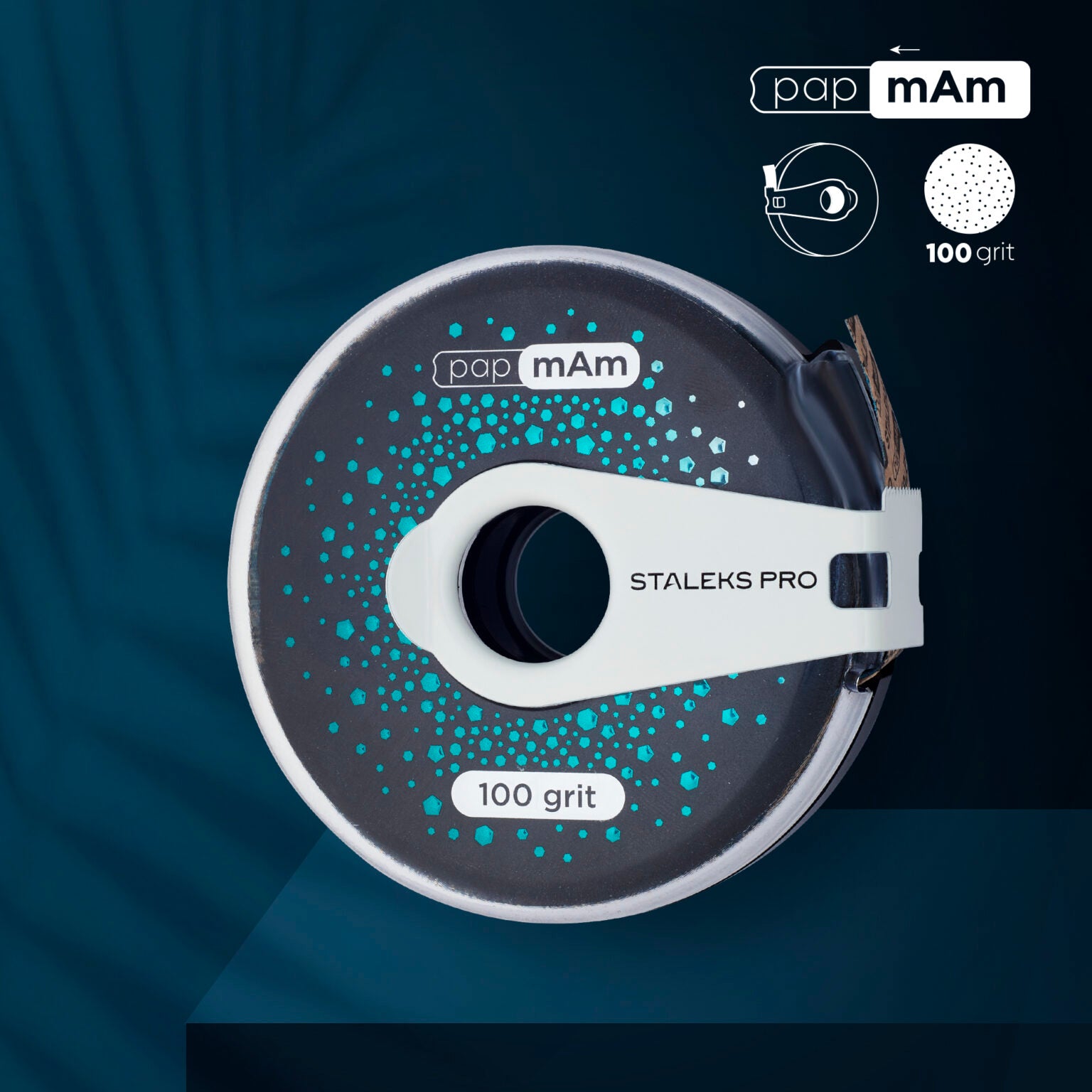 Disposable abrasive tape papmAm EXCLUSIVE 100 grit in a plastic case
