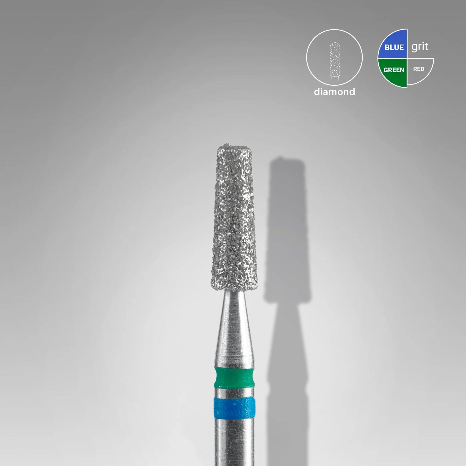 
Diamond nail drill bit DUO cone blue-green EXPERT head diameter 2,5 mm / working part 8 mm