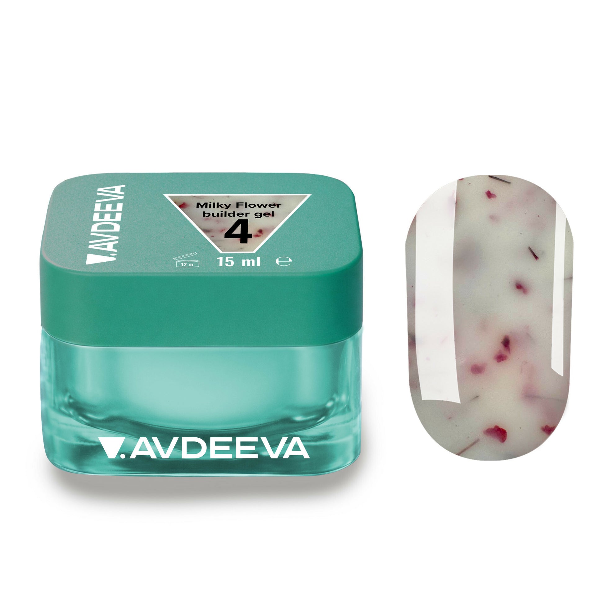 Milky Builder Gel AVDEEVA Milky Flower No.4 with Coral Dried Flowers, 15ml