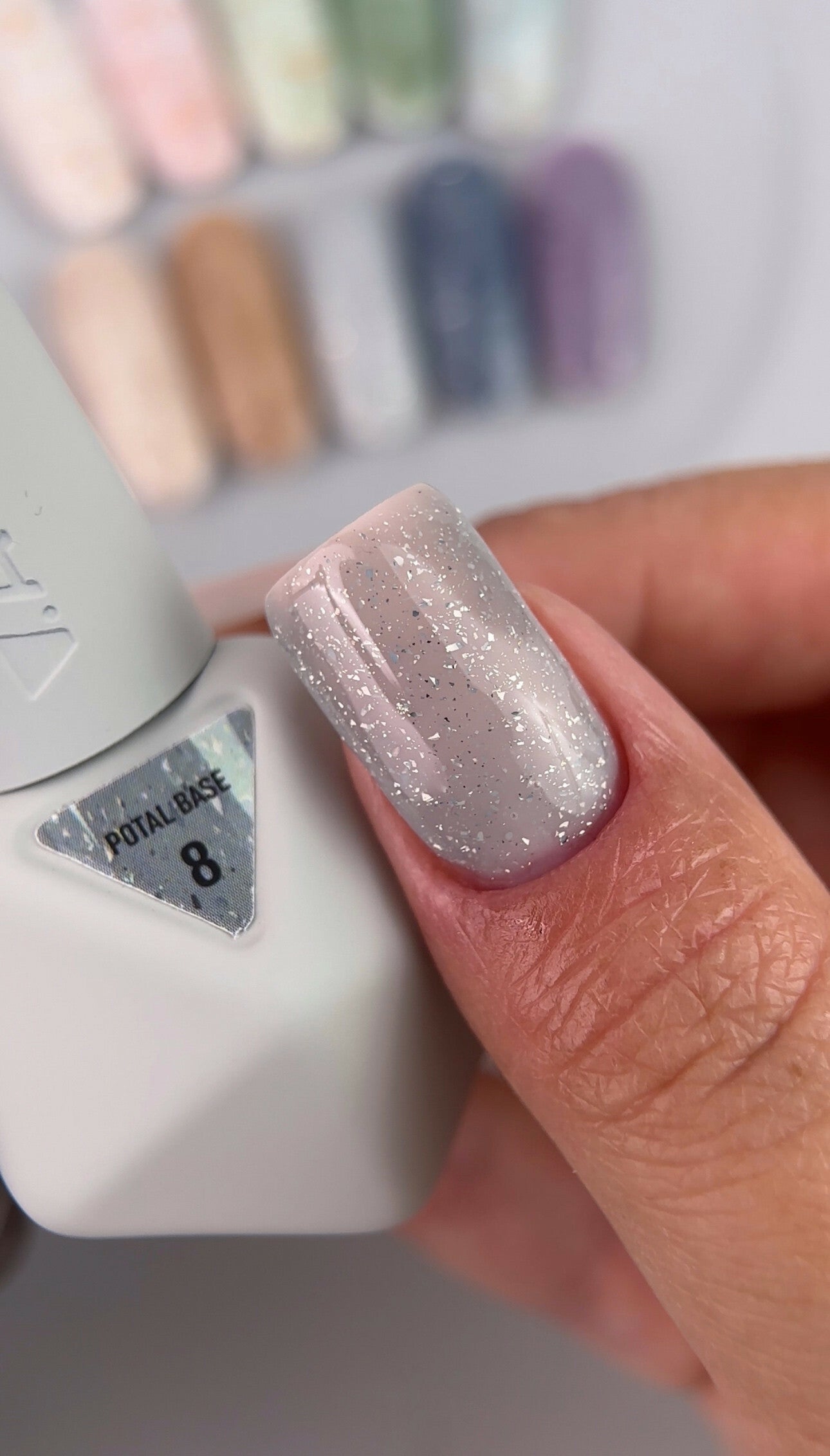 Victoria Avdeeva POTAL BASE 8 – Soft Gray Camouflage Base with Silver Flakes 12ml