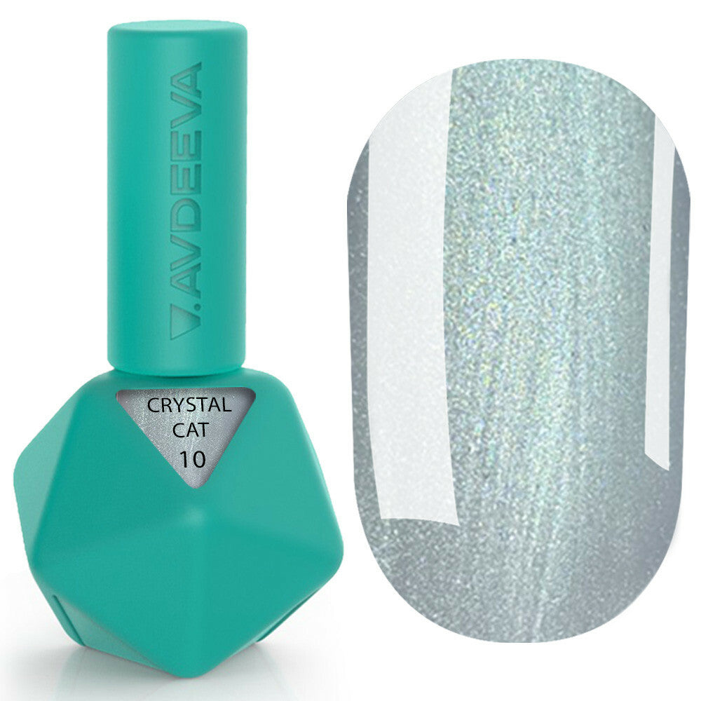 V. Avdeeva Gel Polish CRYSTAL CAT 10 – Crystal Cat Eye in Icy Silver Sheen 12ml