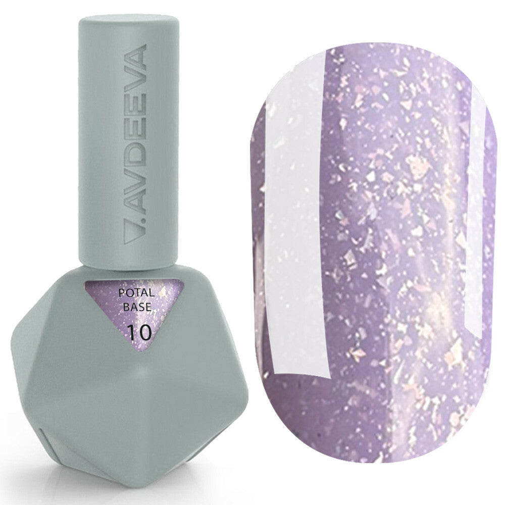 Victoria Avdeeva POTAL BASE 10 – Lavender Camouflage Base with Silver Flakes 12ml