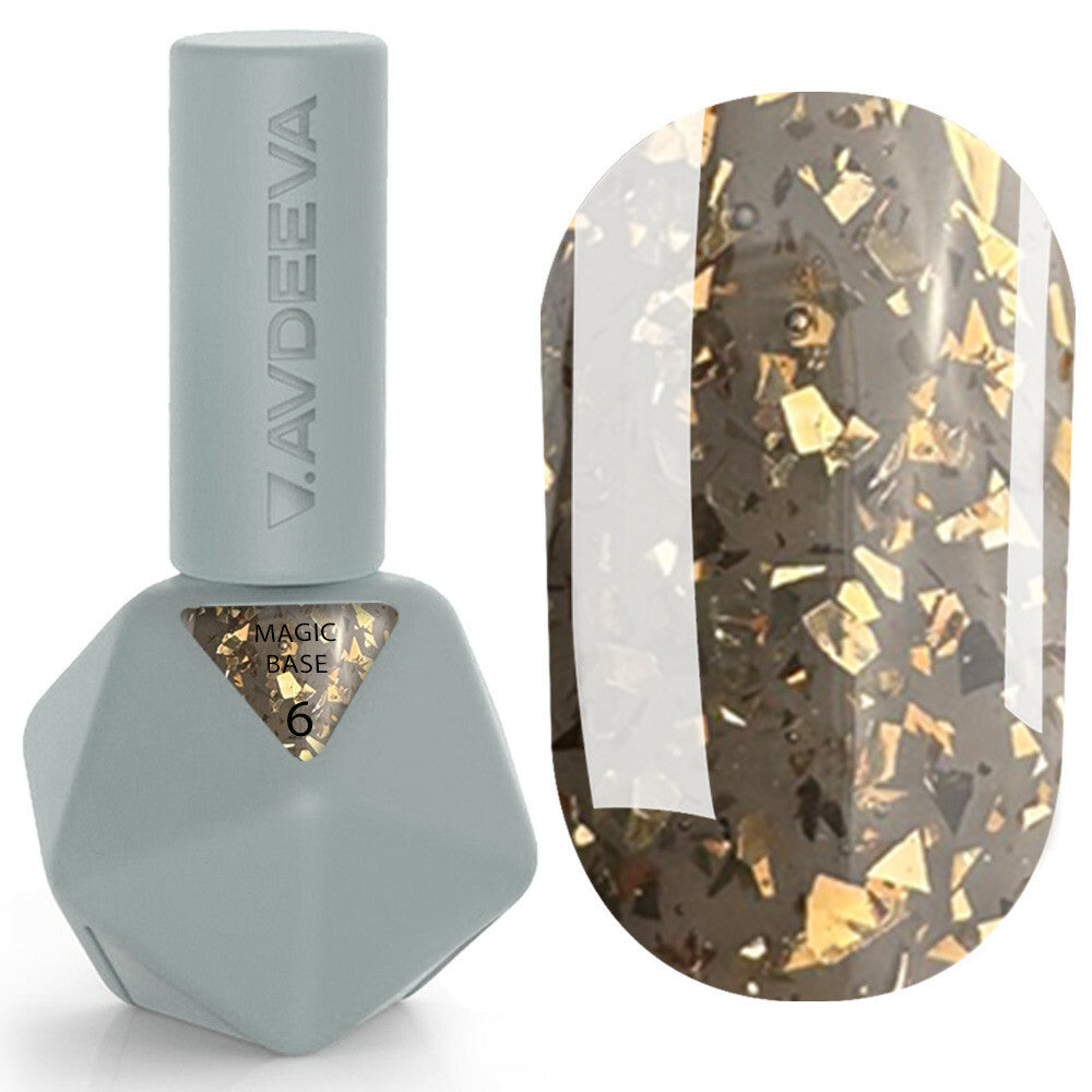 V.Avdeeva MAGIC BASE 6 – Deep Graphite Camouflage Base with Gold Foil 12ml