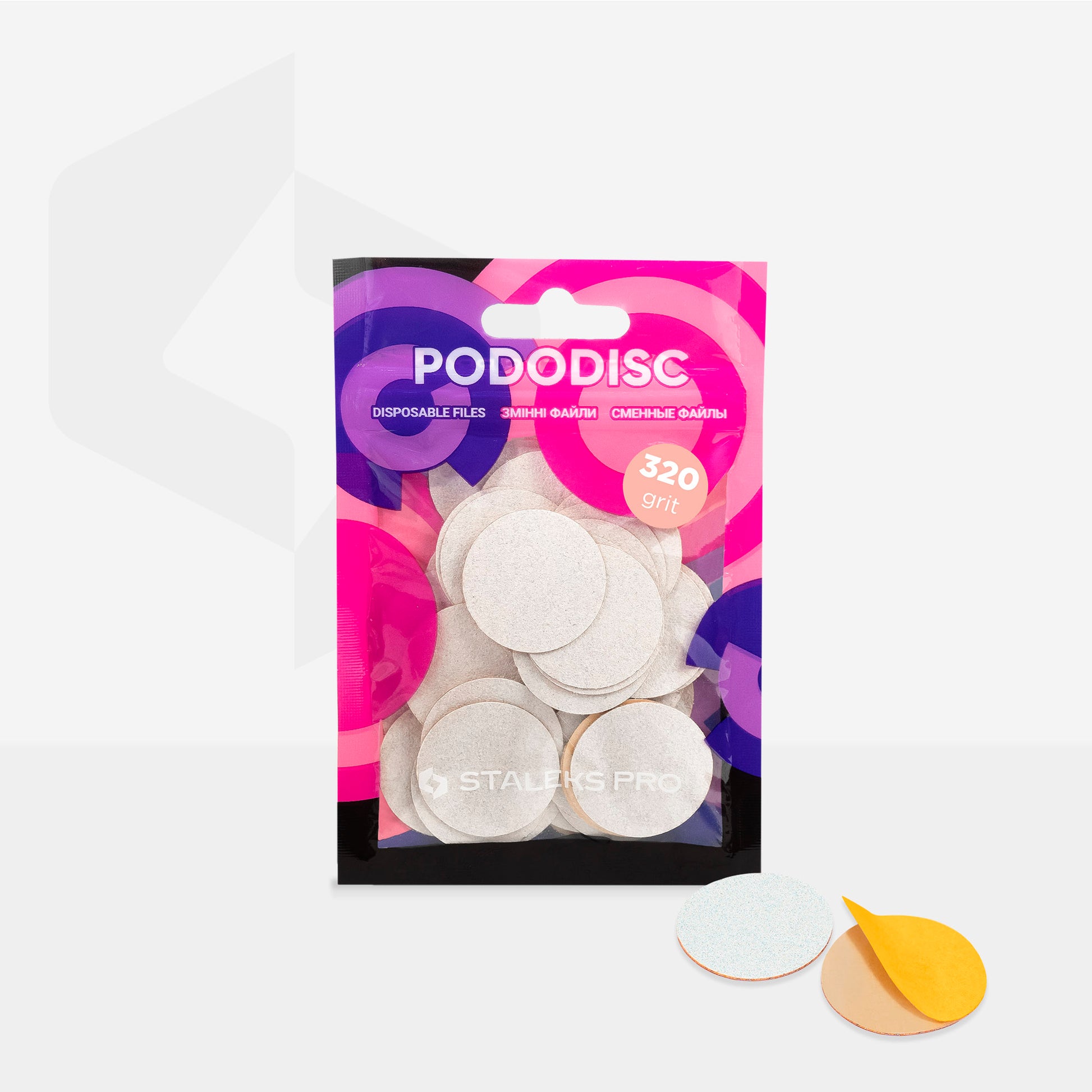 Disposable white files for pedicure disc PODODISC L EXPERT 320 grit (50 pcs)